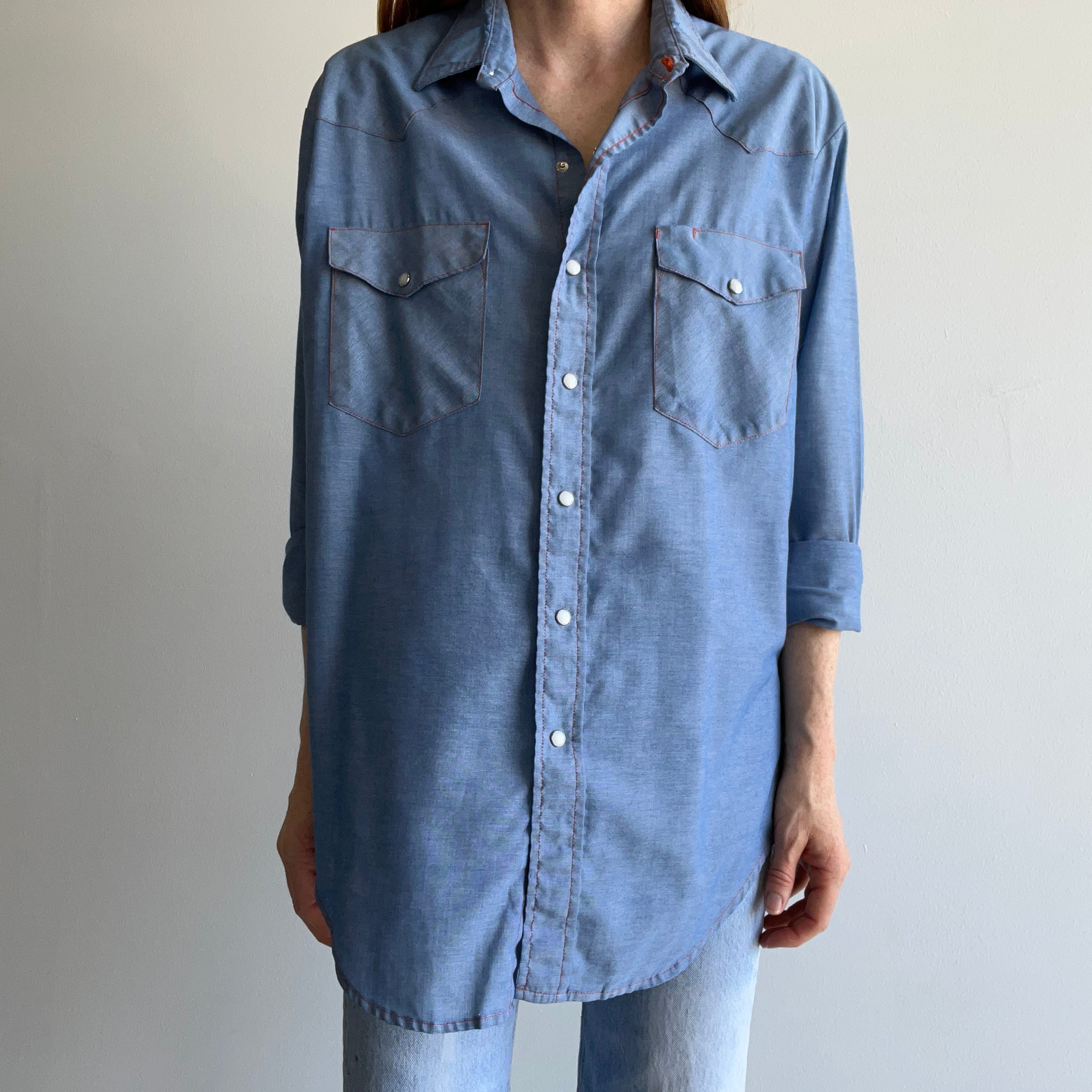 1990s Lightweight Denim Cowboy Shirt by Big Mac