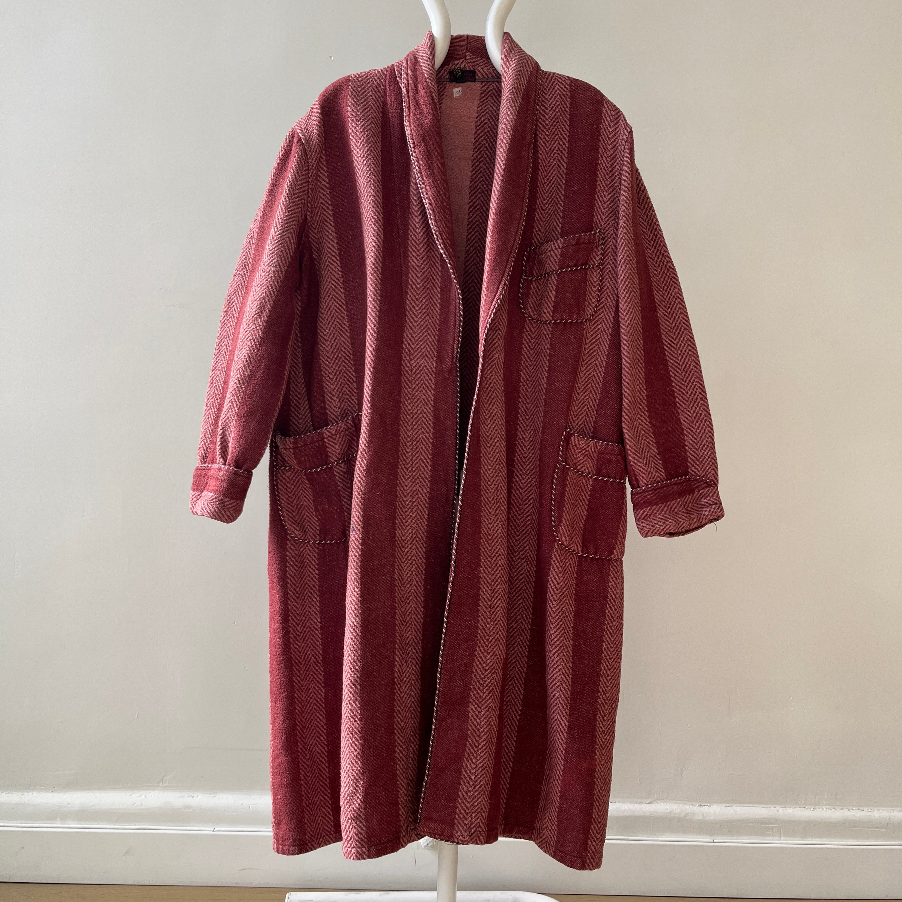 1940s Pilgrim Beacon Blanket Smoking Jacket with Sash - TINA COLLECTION