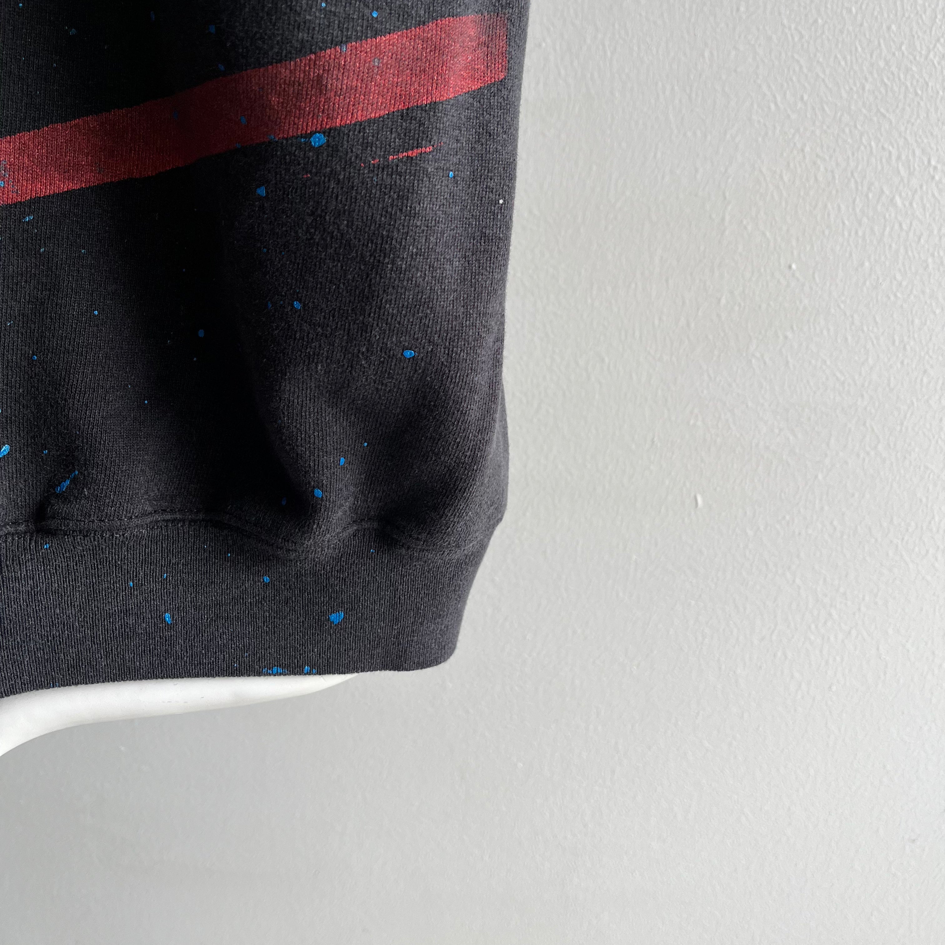 1980s Random Geometric Splatter Paint Graphic Warm Up Sweatshirt