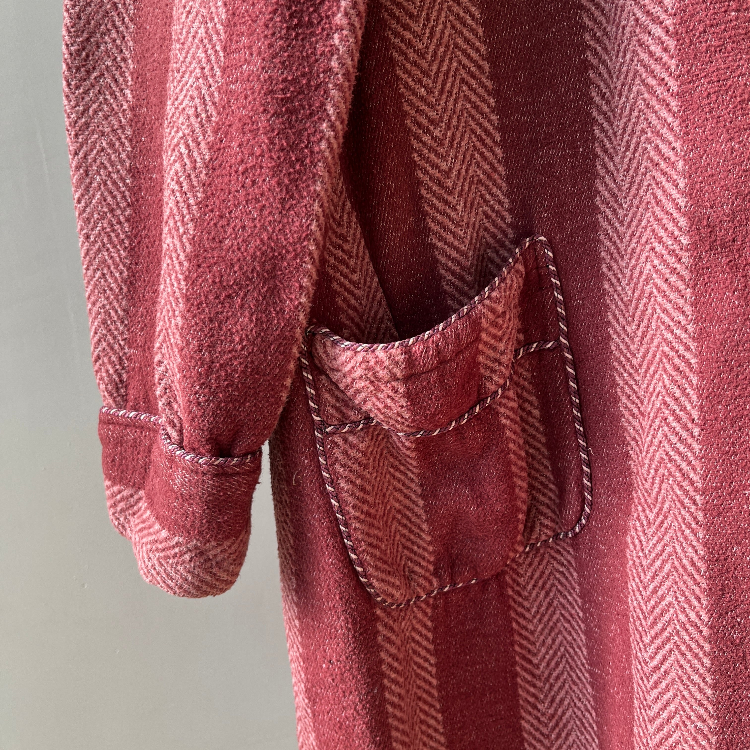 1940s Pilgrim Beacon Blanket Smoking Jacket with Sash - TINA COLLECTION