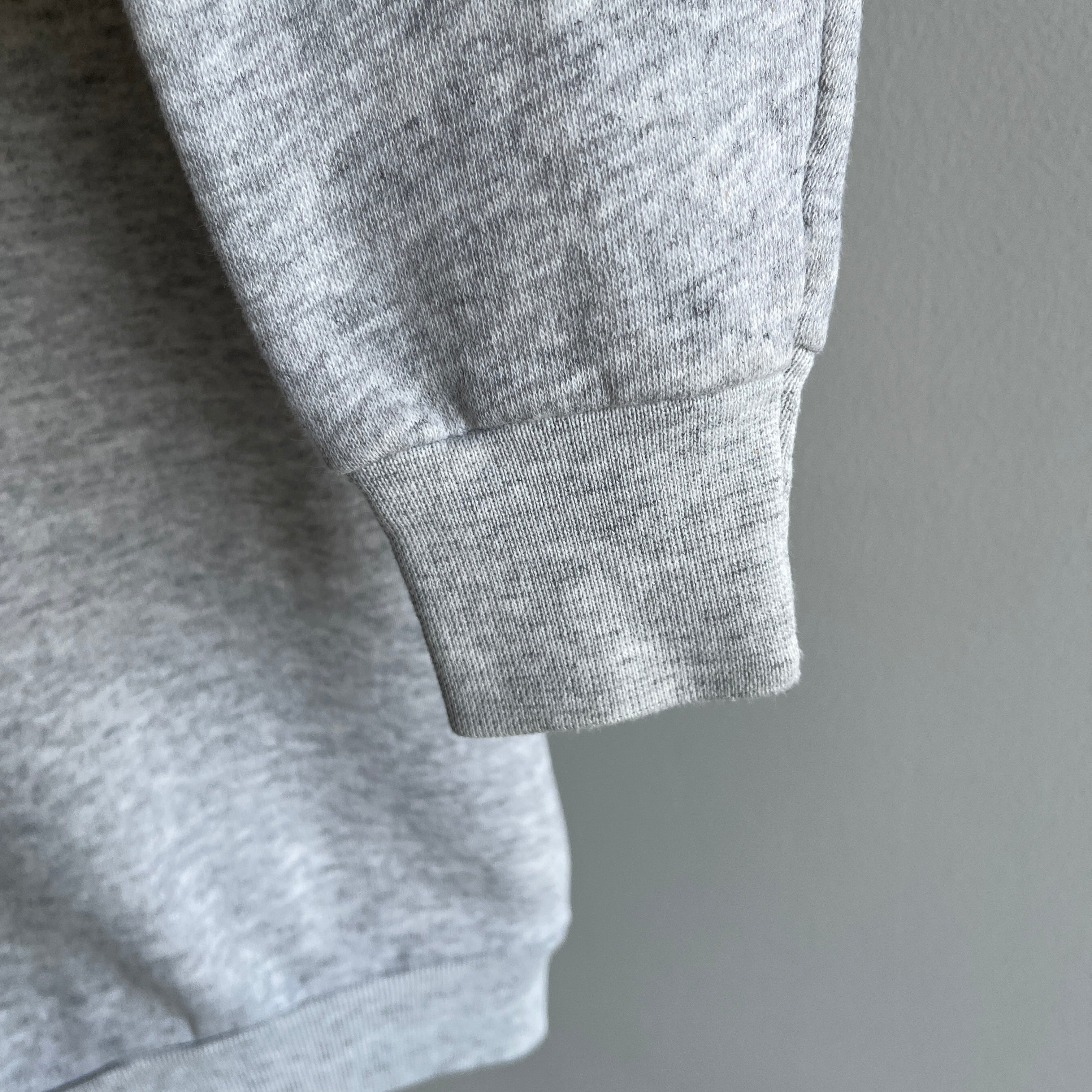 1980s Light Gray Fitted Crew Sweatshirt by Tultex