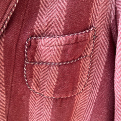 1940s Pilgrim Beacon Blanket Smoking Jacket with Sash - TINA COLLECTION