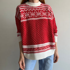 1980s Acrylic Red and White Snow Flake Sweater