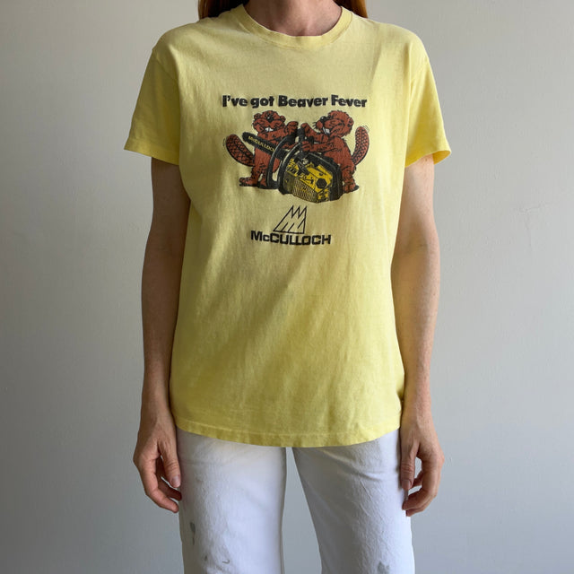 1970s "I've Got Bever Fever" - McCulloch Chain Saw Epic Old Hanes T-Shirt