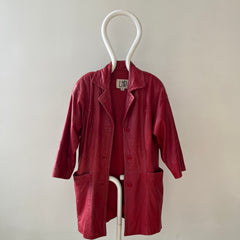 1980s Red Leather Midi Jacket/Coat