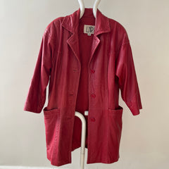 1980s Red Leather Midi Jacket/Coat