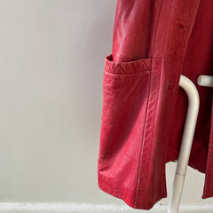 1980s Red Leather Midi Jacket/Coat