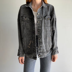 1980s Dolman Sleeve Black Denim Jean Jacket by Lee