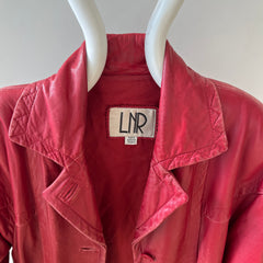 1980s Red Leather Midi Jacket/Coat
