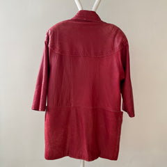 1980s Red Leather Midi Jacket/Coat