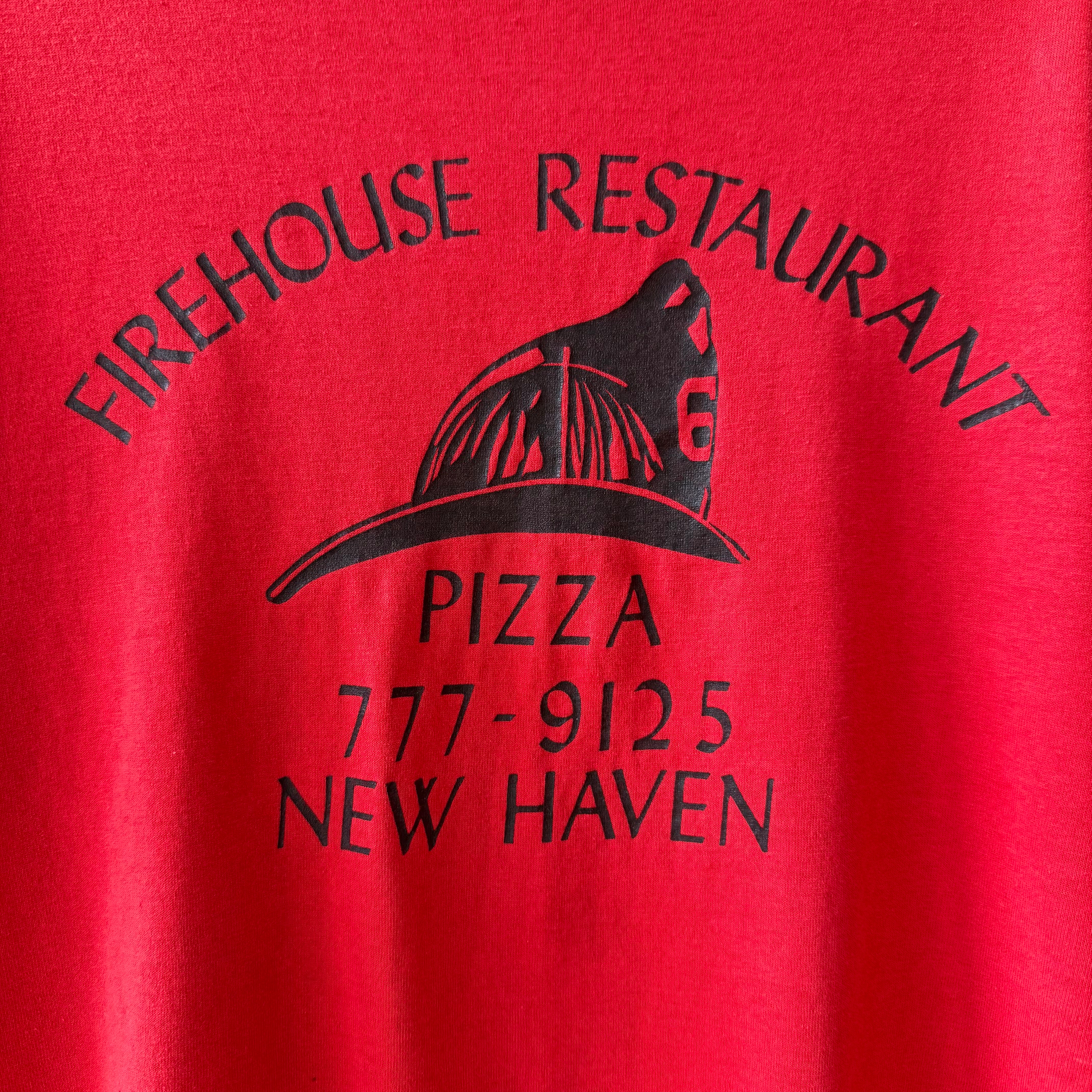1980s New Haven Firehouse Restaurant Pizza T Shirt