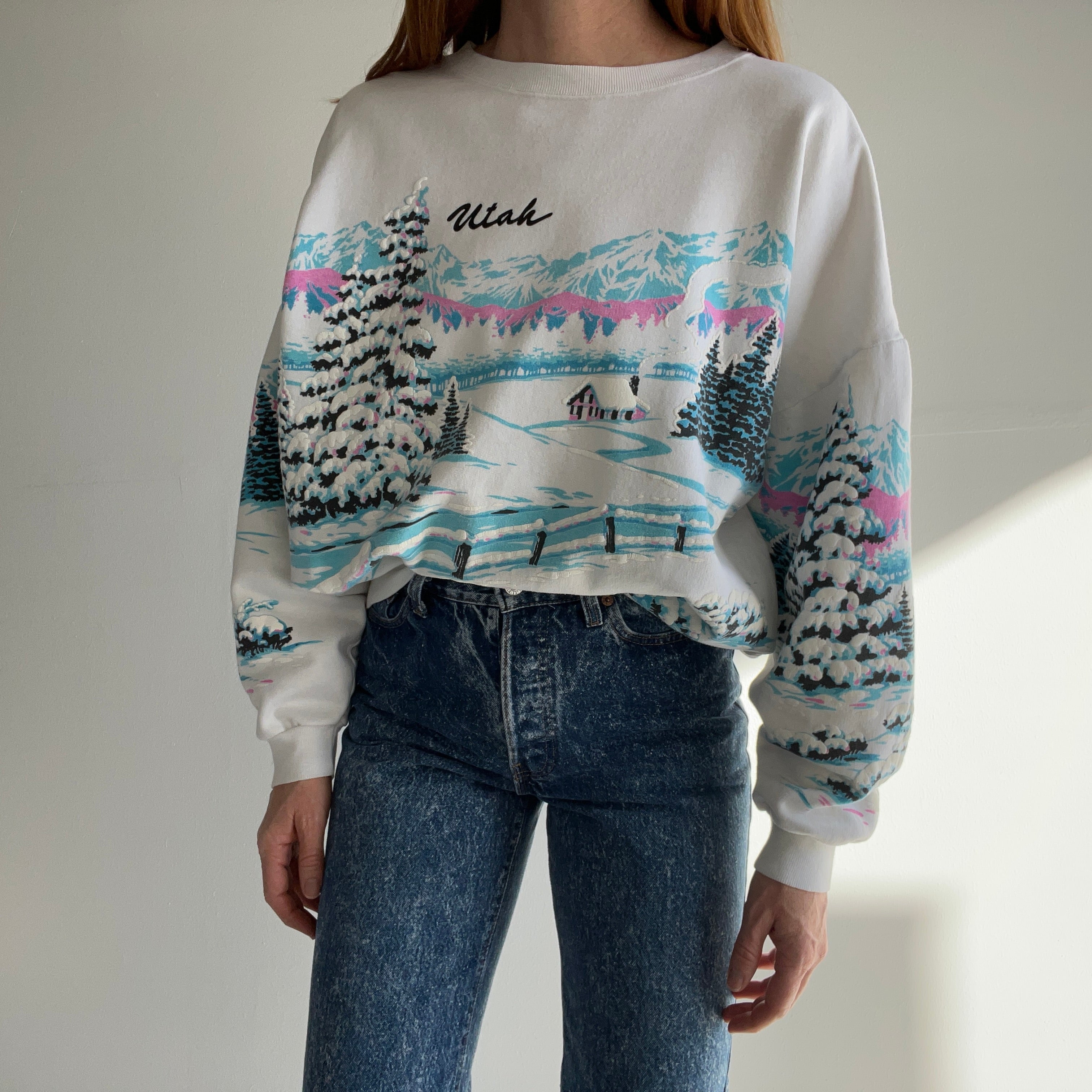 1990 Utah Winter Scape Wrap Around Sweatshirt