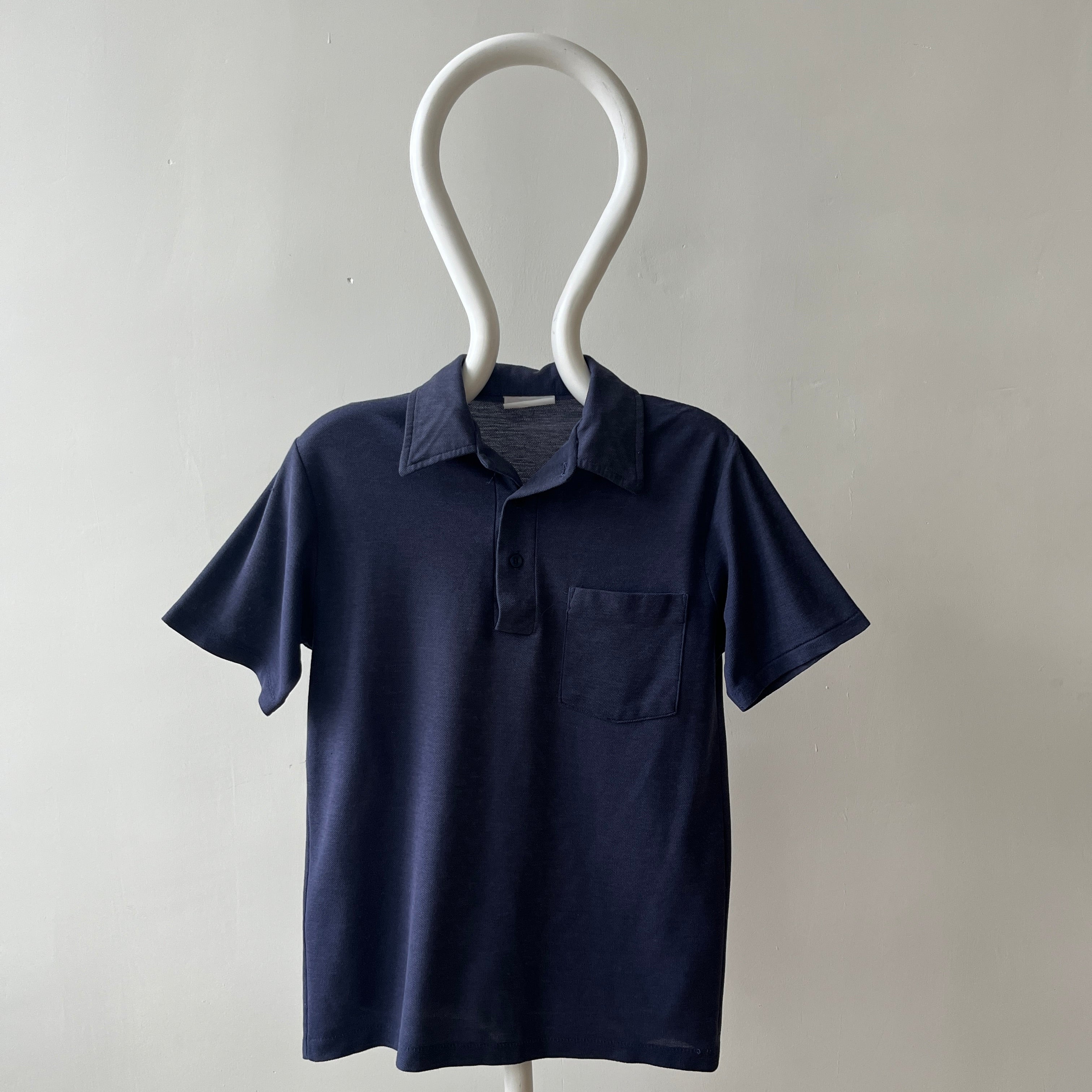 1980s Faded Navy Polo Style T Shirt