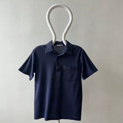 1980s Faded Navy Polo Style T Shirt