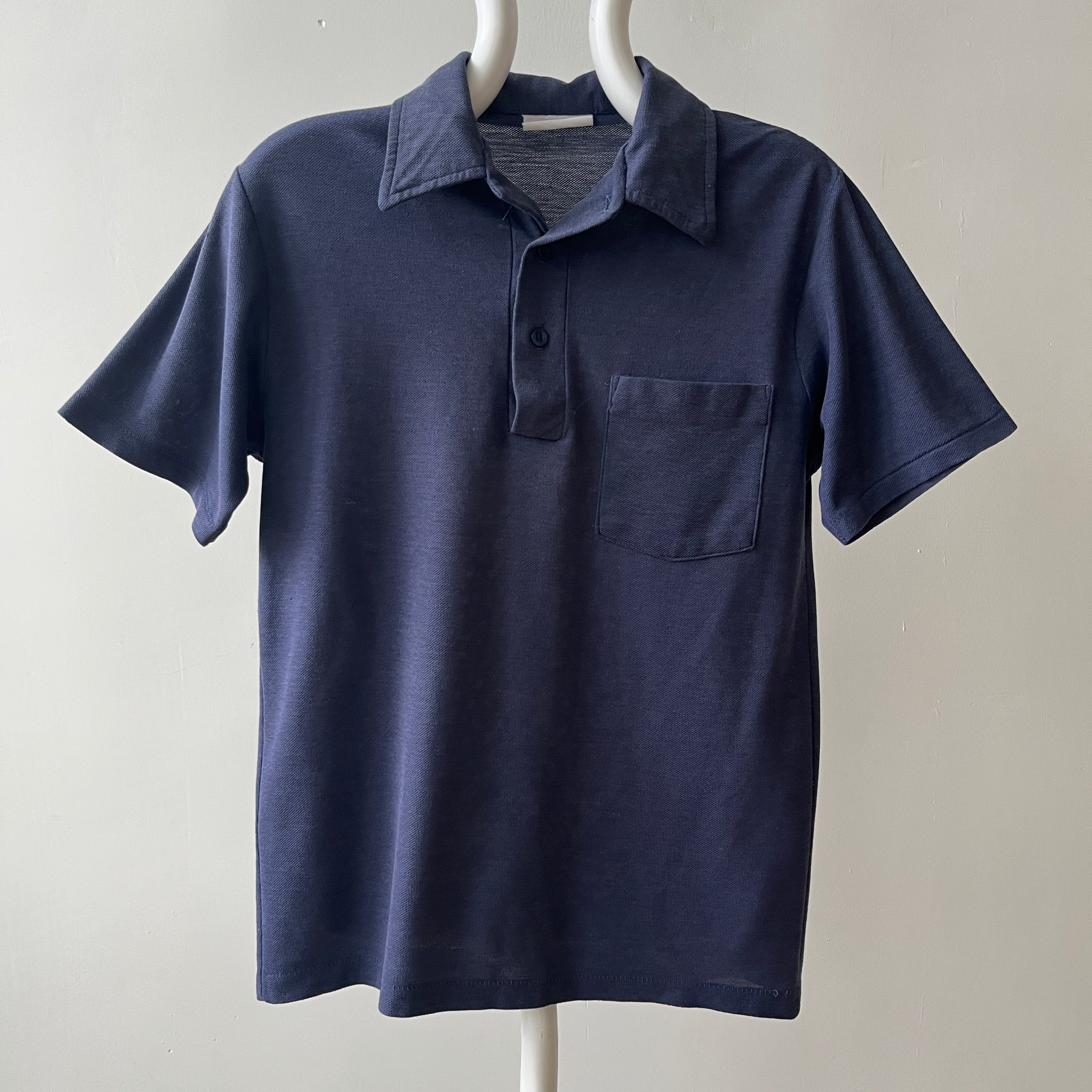 1980s Faded Navy Polo Style T Shirt
