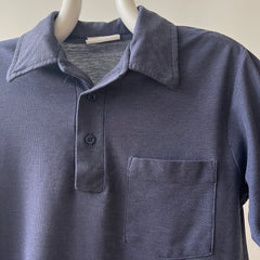 1980s Faded Navy Polo Style T Shirt