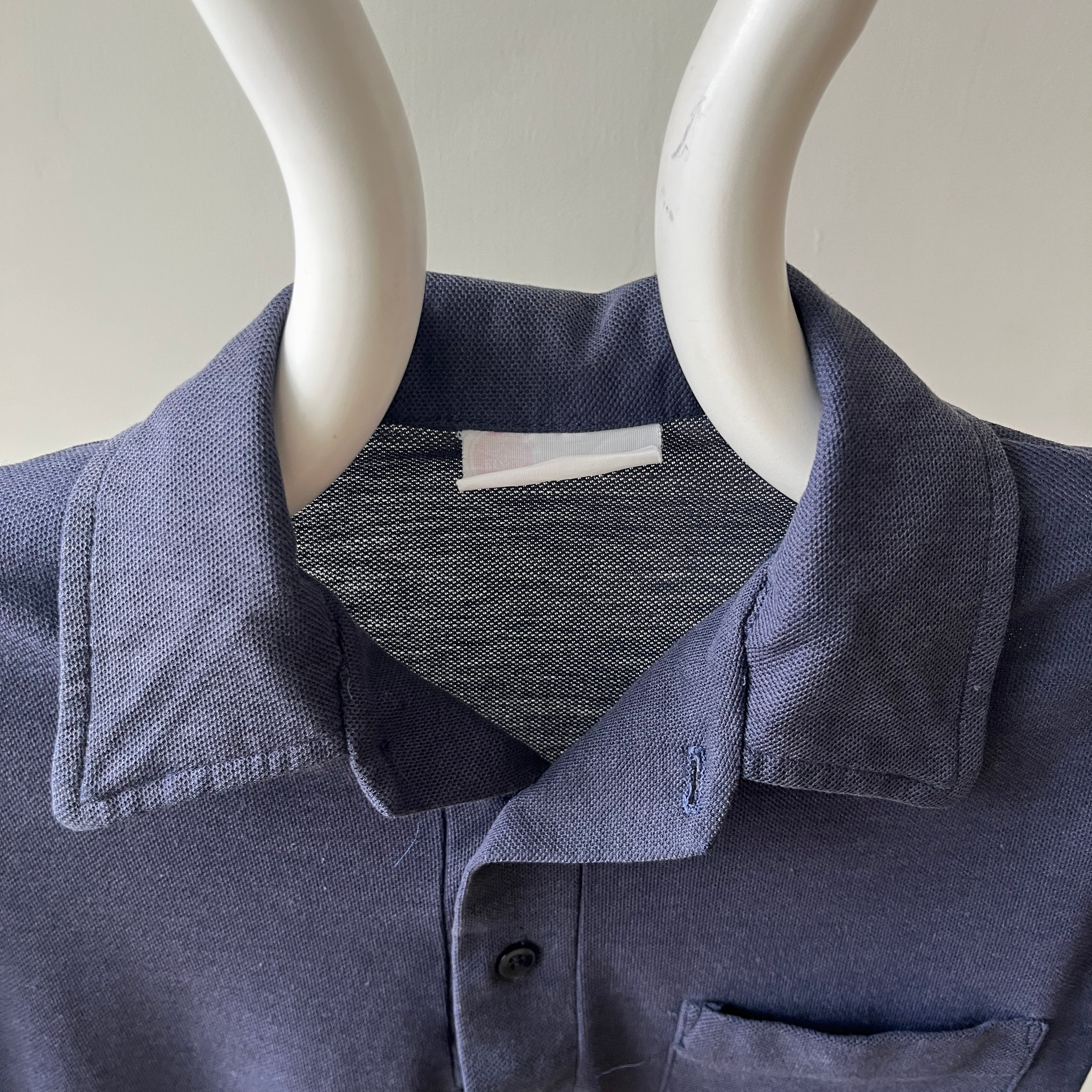 1980s Faded Navy Polo Style T Shirt