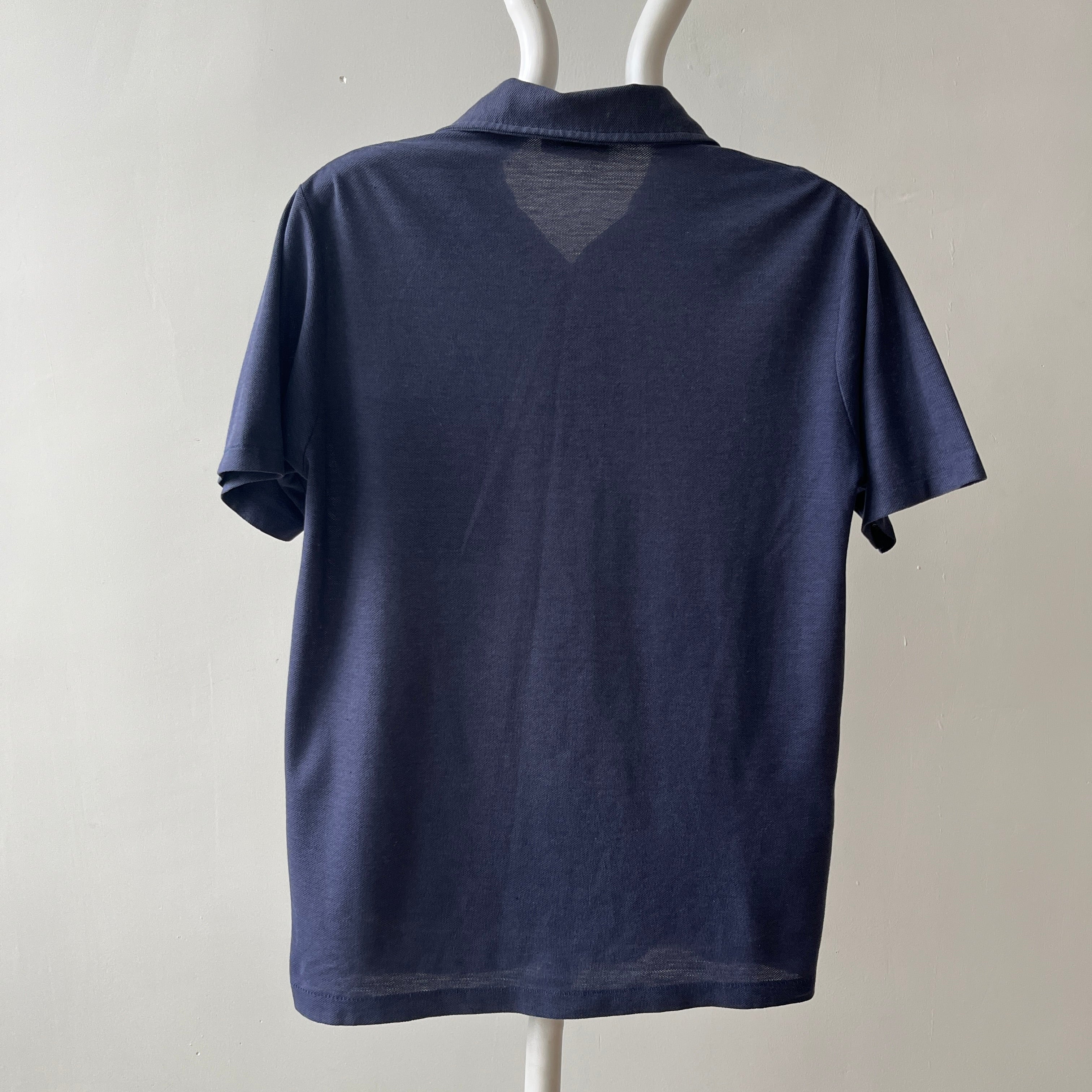 1980s Faded Navy Polo Style T Shirt