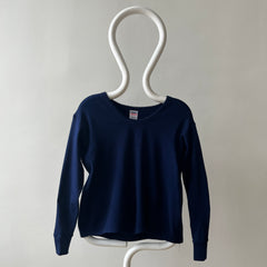 1980s Navy Blue Long Sleeve T Shirt