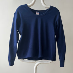 1980s Navy Blue Long Sleeve T Shirt