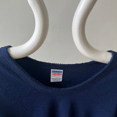1980s Navy Blue Long Sleeve T Shirt