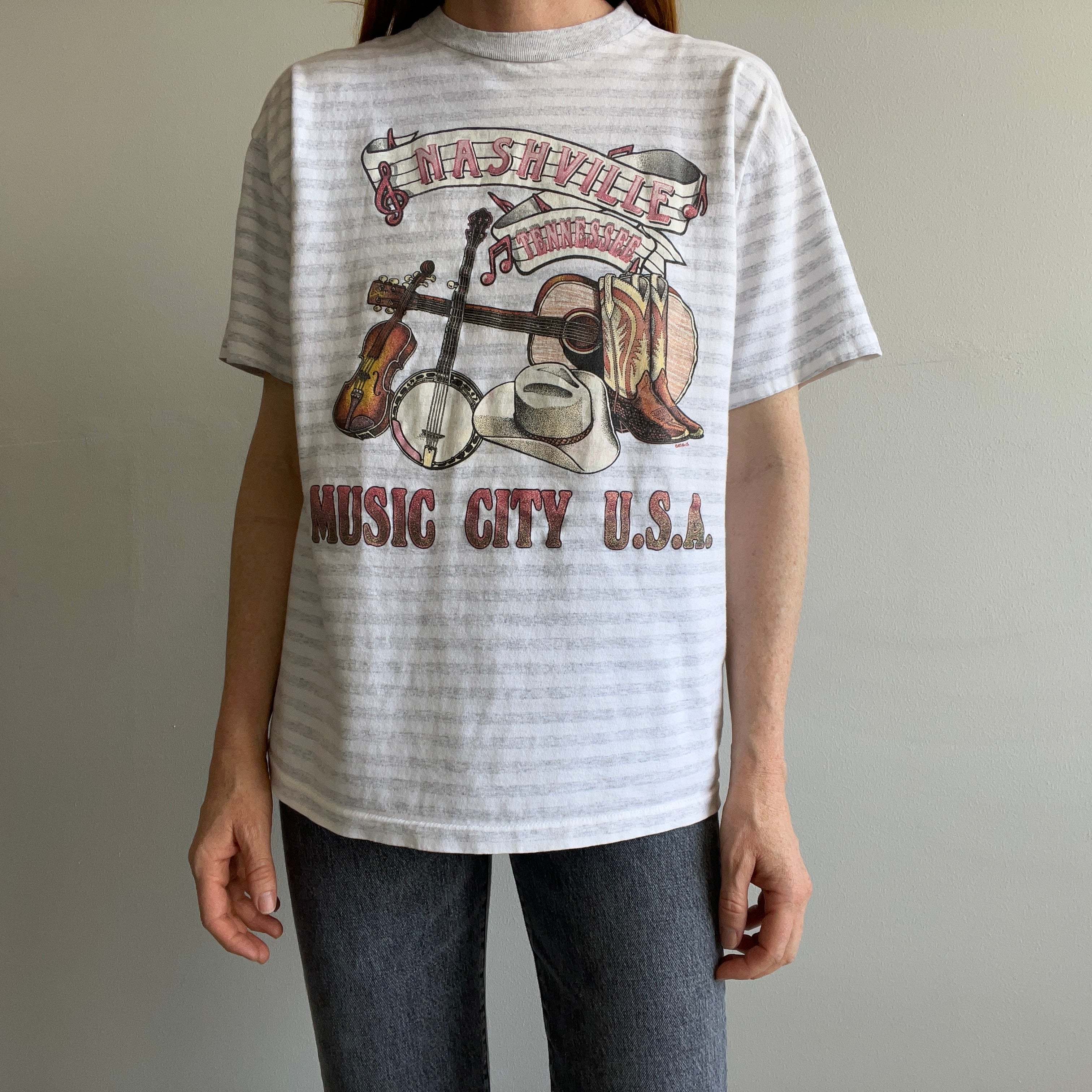 1990 Nashville Music City Cotton T-Shirt