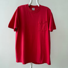 1980s Blank Faded Red Pocket T Shirt
