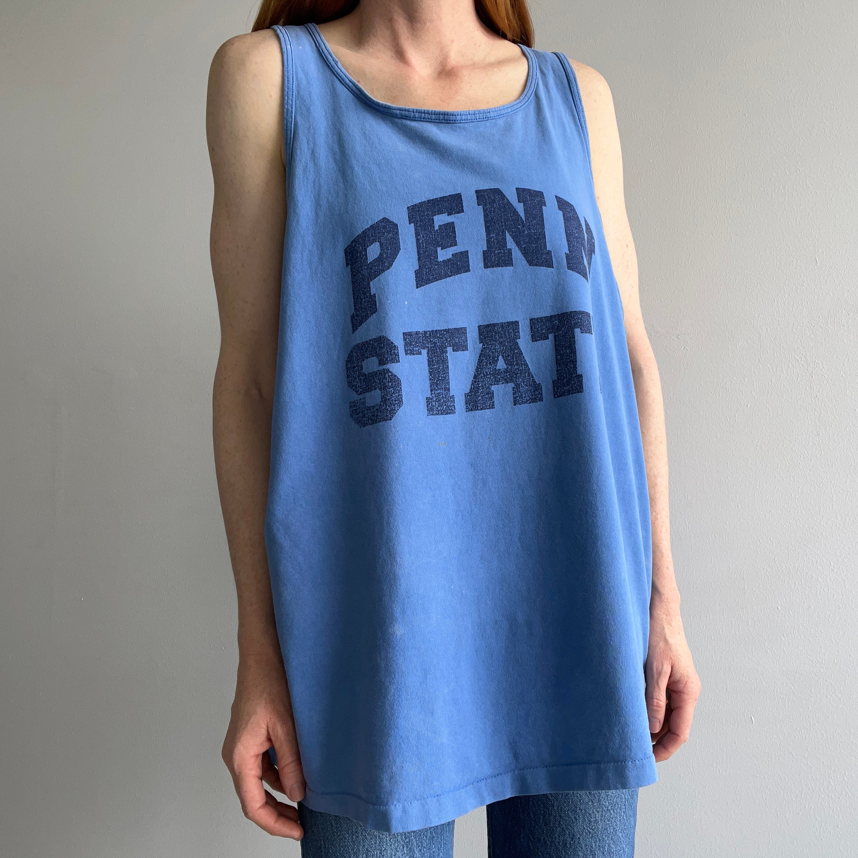 1980s Sun Faded and Bleach Stained Penn State Tank Top - YES PLEASE