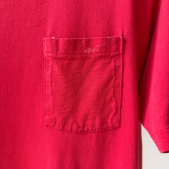 1980s Blank Faded Red Pocket T Shirt