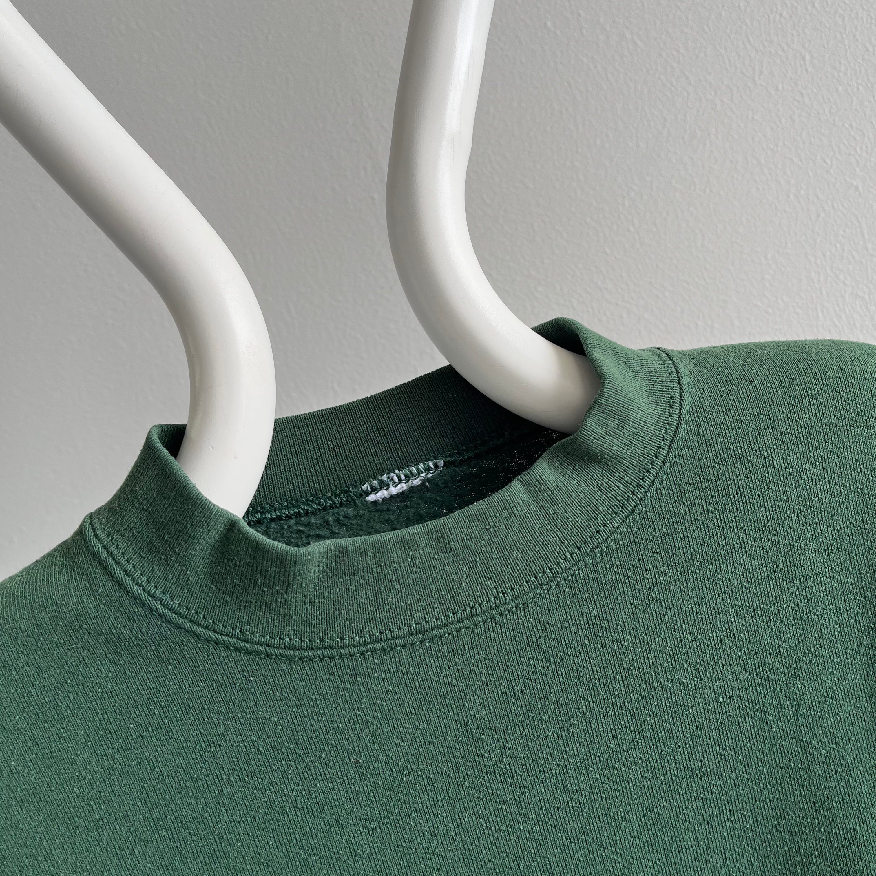 1980/90s Hunter Green Sweatshirt with a Slight Mock Neck