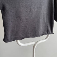 1980s Boxy Blank Black Warm Up Crop Top - YES!