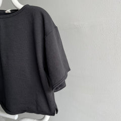 1980s Boxy Blank Black Warm Up Crop Top - YES!