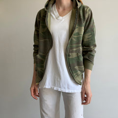 1980s Signal Brand Soft Faded Camo Zip Up Hoodie