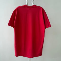 1980s Blank Faded Red Pocket T Shirt