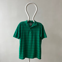1970s/80s Green and Navy Striped Polo Style T Shirt - A Good One!