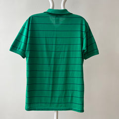 1970s/80s Green and Navy Striped Polo Style T Shirt - A Good One!