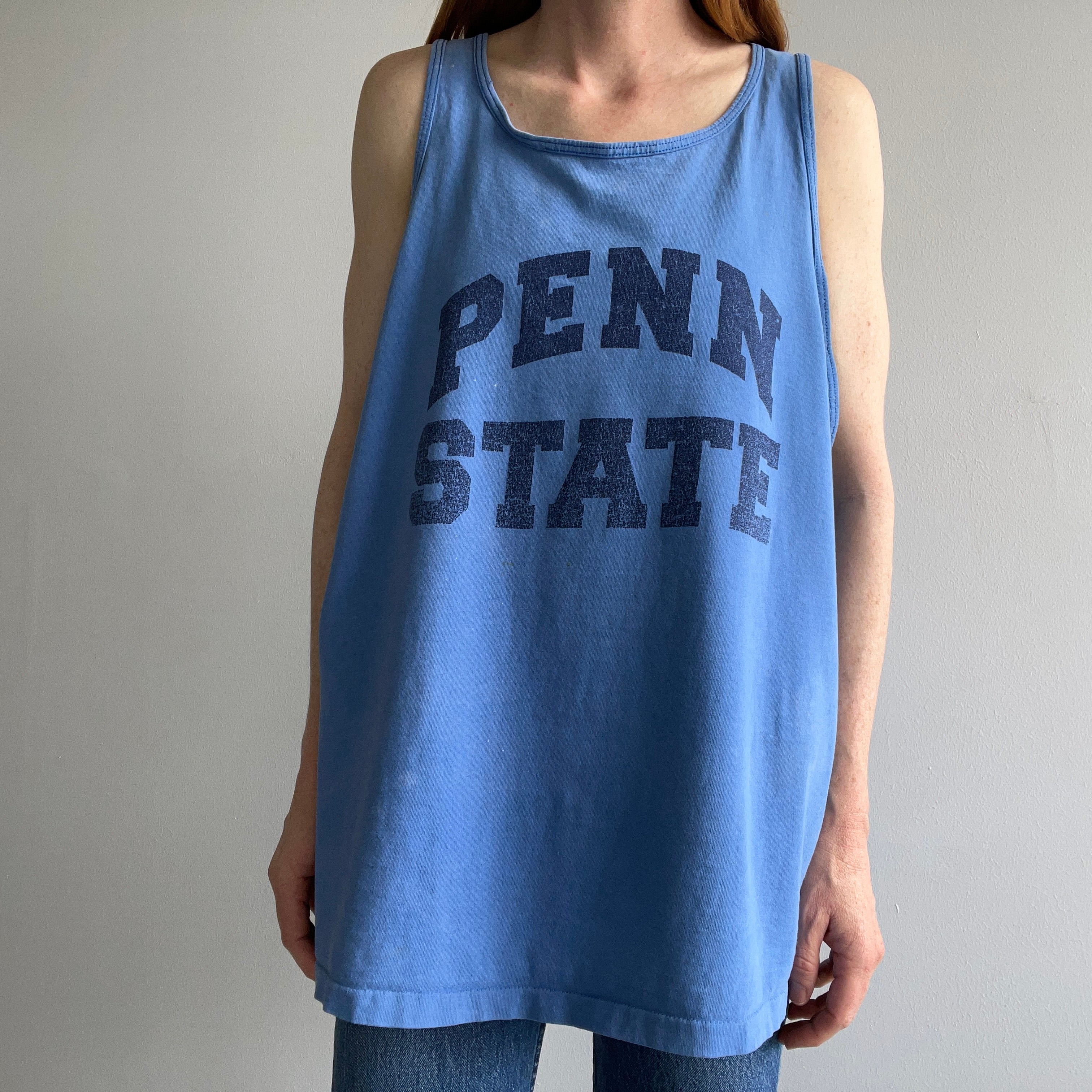 1980s Sun Faded and Bleach Stained Penn State Tank Top - YES PLEASE