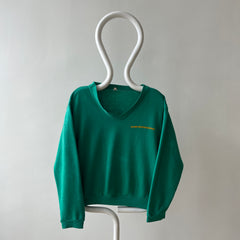 1960s/70s Faded Green Ann Taylor (!!!) V Neck Sweatshirt