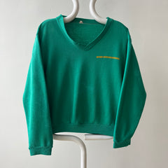 1960s/70s Faded Green Ann Taylor (!!!) V Neck Sweatshirt