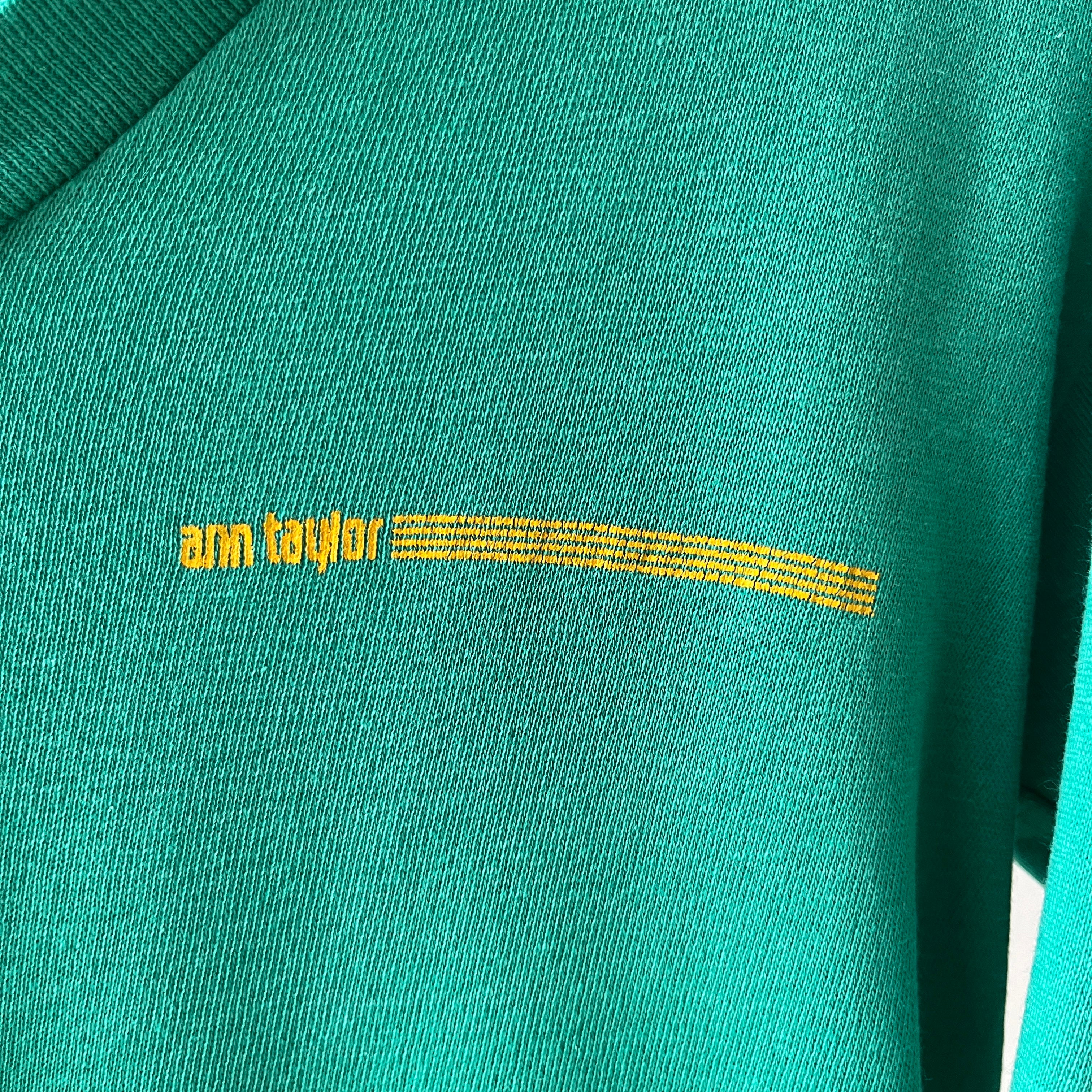 1960s/70s Faded Green Ann Taylor (!!!) V Neck Sweatshirt