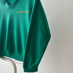 1960s/70s Faded Green Ann Taylor (!!!) V Neck Sweatshirt