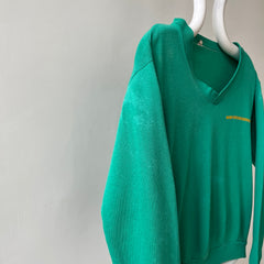 1960s/70s Faded Green Ann Taylor (!!!) V Neck Sweatshirt