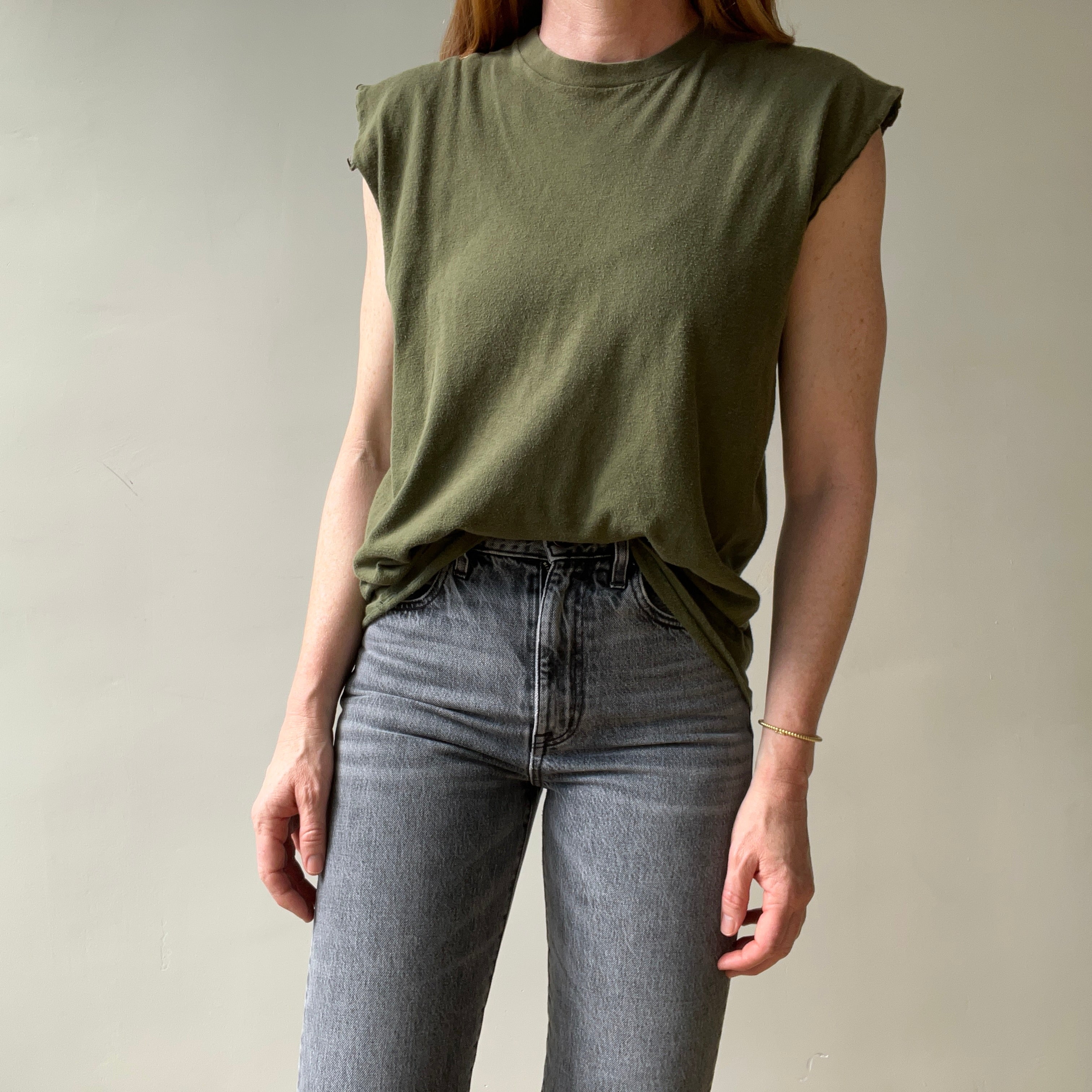 1980s Olive Green Muscle T Shirt