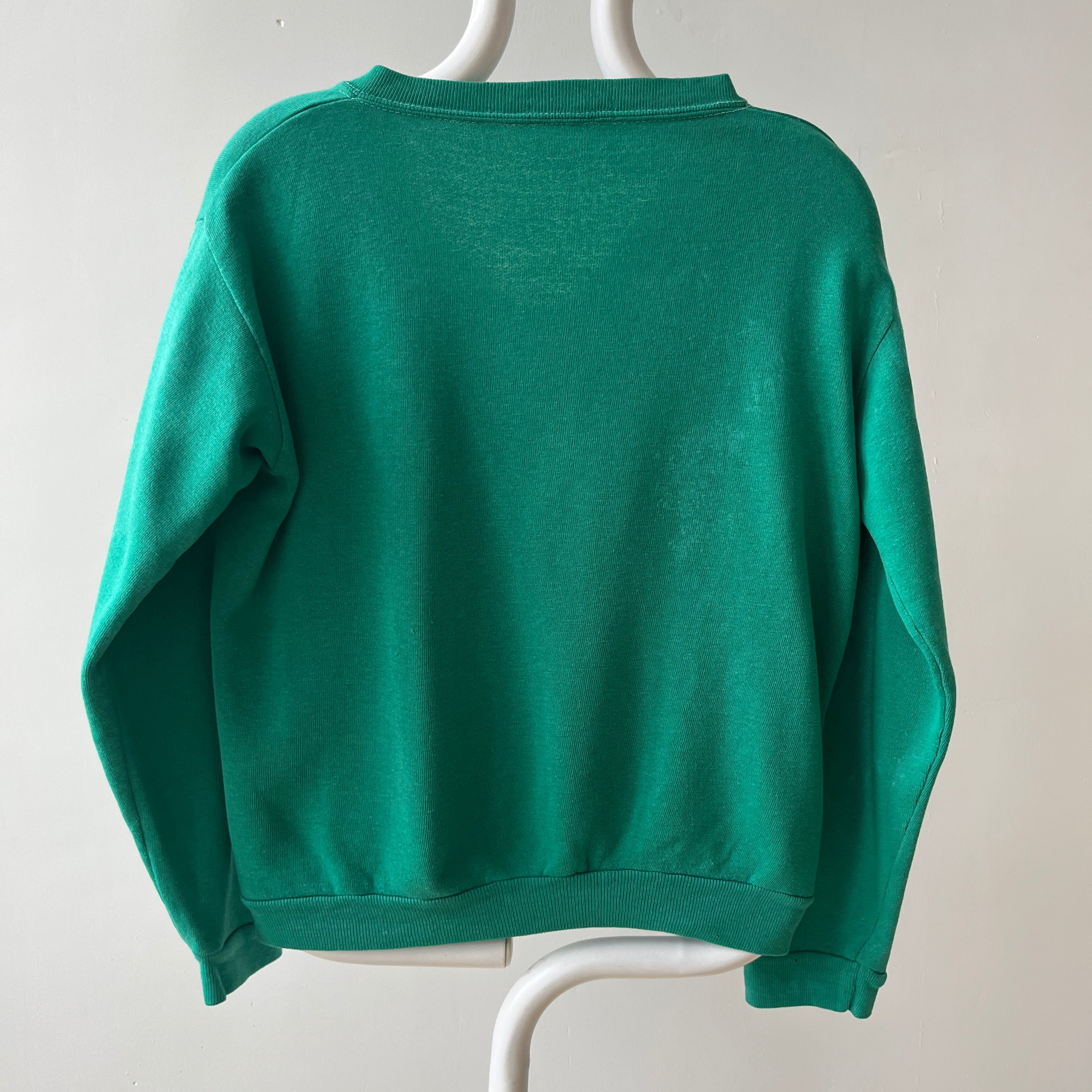 1960s/70s Faded Green Ann Taylor (!!!) V Neck Sweatshirt