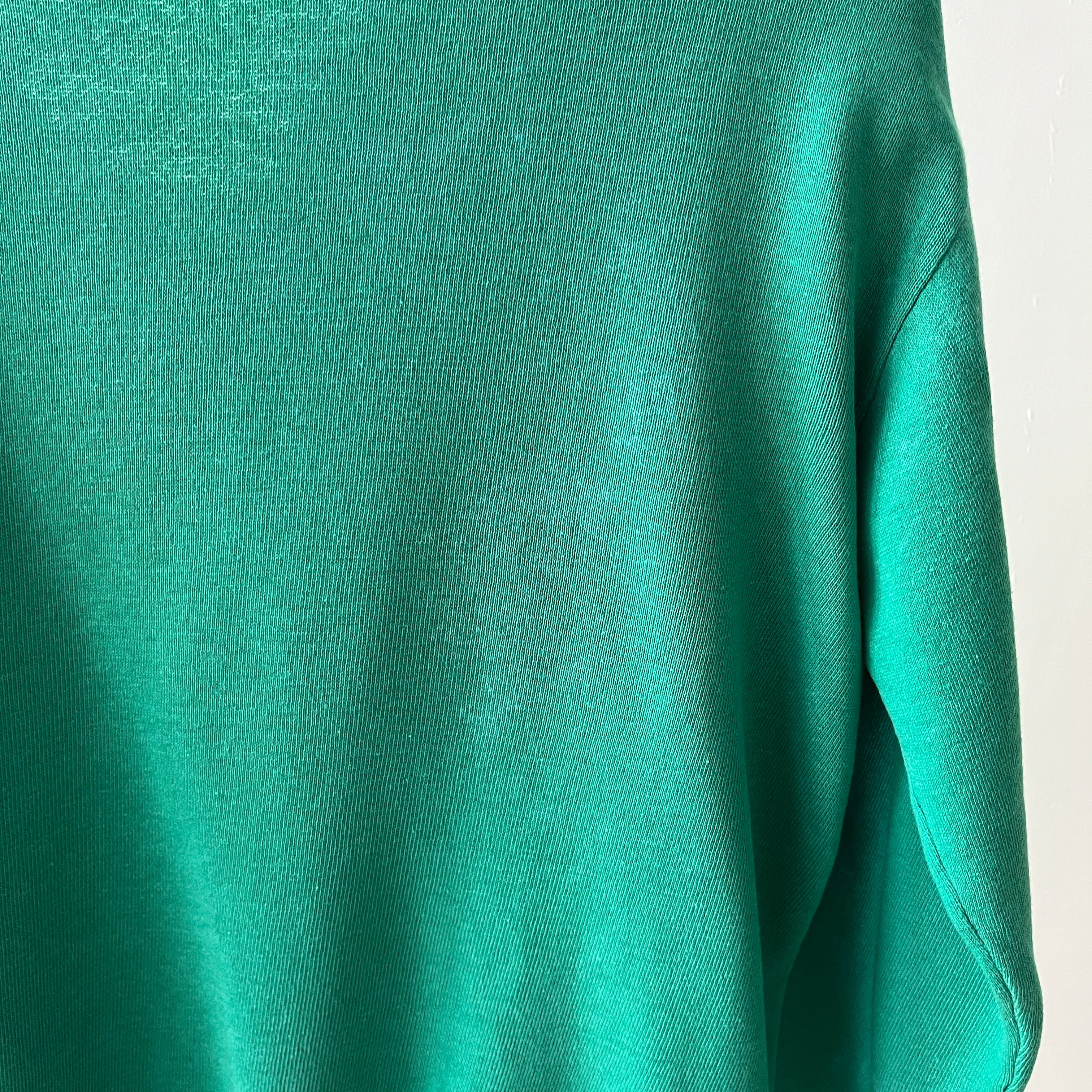 1960s/70s Faded Green Ann Taylor (!!!) V Neck Sweatshirt