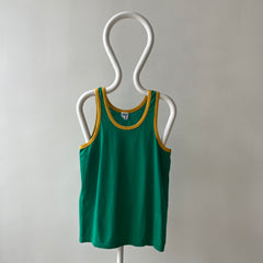 1970s/80s Green With Mustard Ribbing Tank Top - RAD