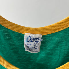 1970s/80s Green With Mustard Ribbing Tank Top - RAD