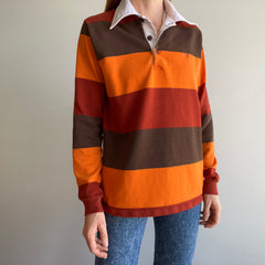 1970s Hang Ten Striped Rugby Shirt with Replaced Buttons