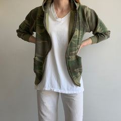 1980s Signal Brand Soft Faded Camo Zip Up Hoodie