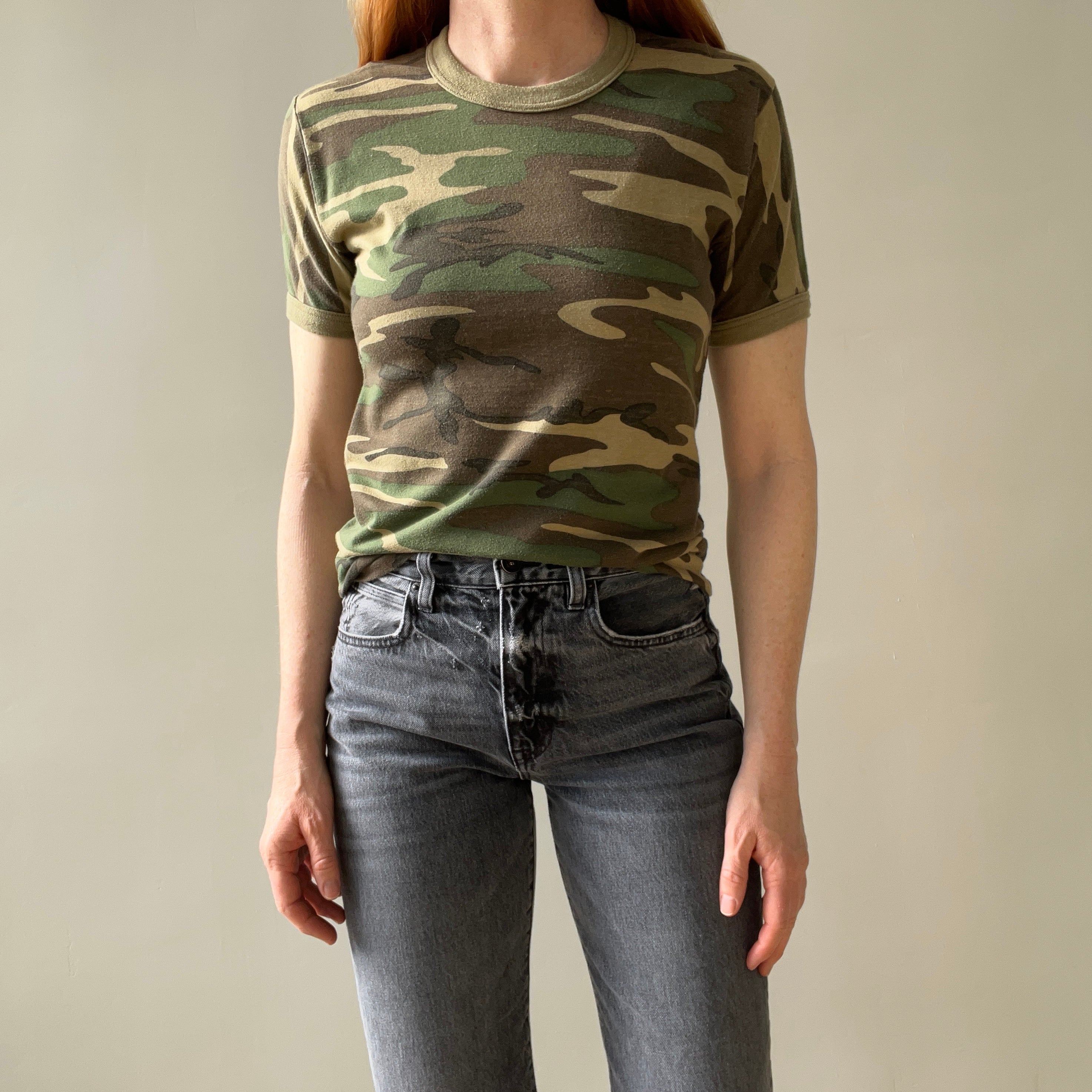 1970/80s Fitted Camo Ring T-Shirt